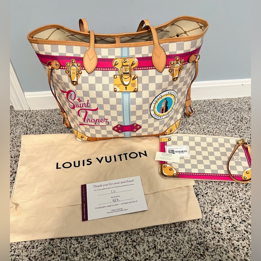 Louis Vuitton Damier Azur Summer Trunk Neverfull MM For Saint Tropez Exclusive